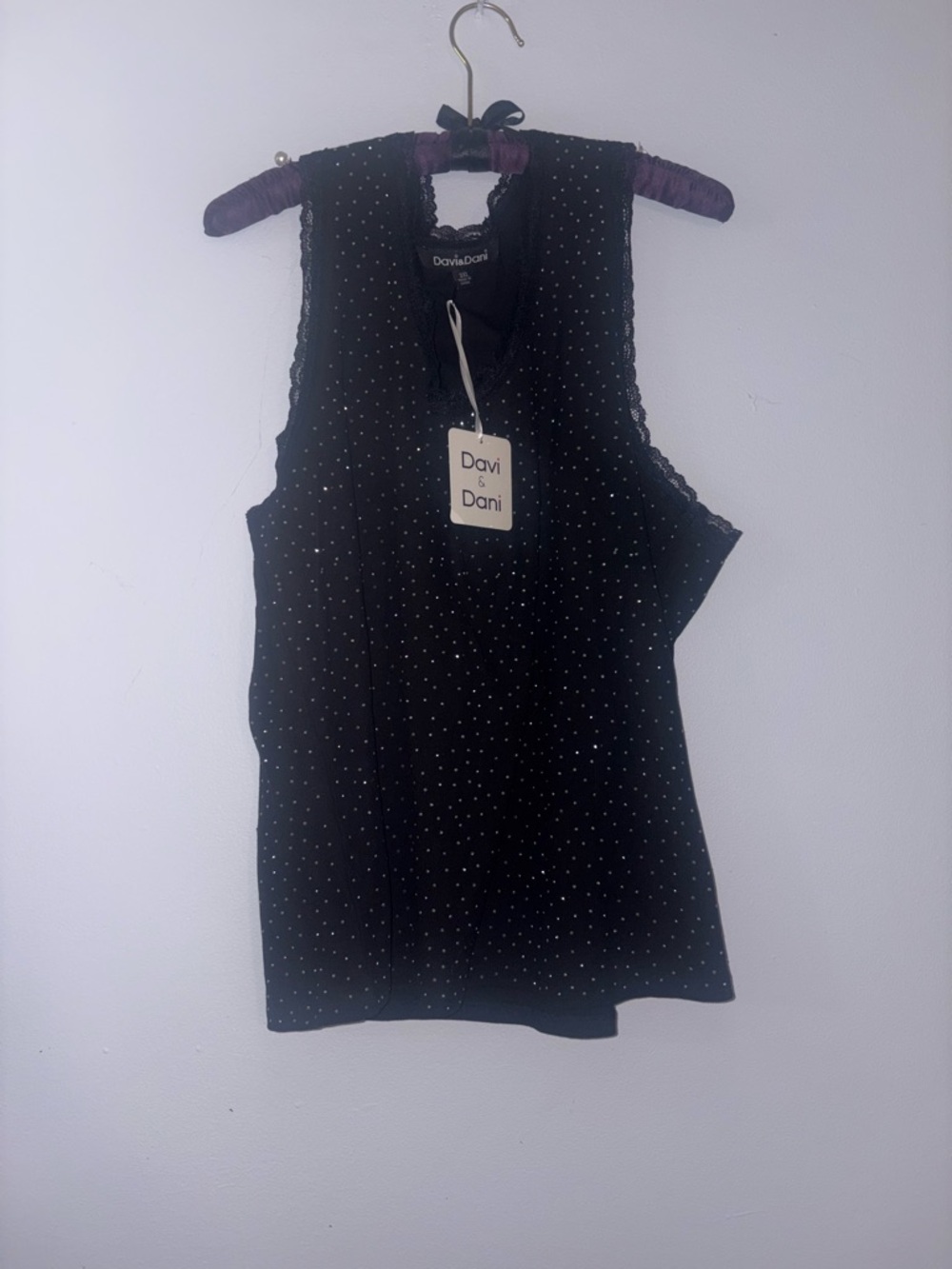 NEW!! DAVI & DANI Black Sleeveless Studded Camisole